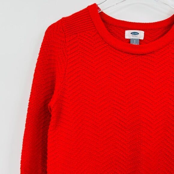 Old Navy Size Small Red Textured Long Sleeve Pullover Crewneck Sweater - Picture 4 of 6